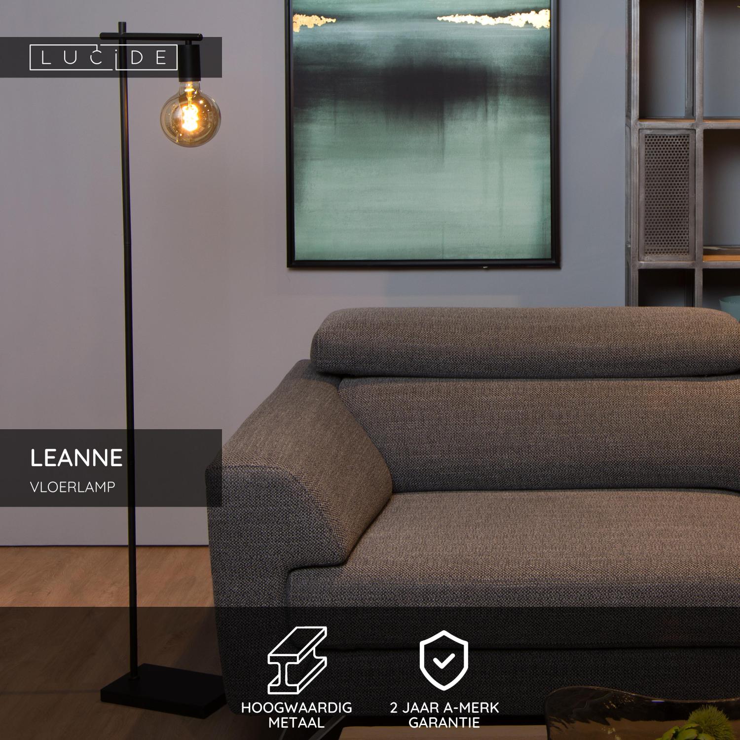 LEANNE - Vloerlamp - 1xE27 - Zwart