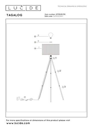TAGALOG - Vloerlamp - Ø 55 cm - 1xE27 - Zwart