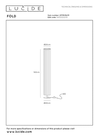 FOLD - Lampadaire - Ø 20 cm - 3xE27 - Blanc