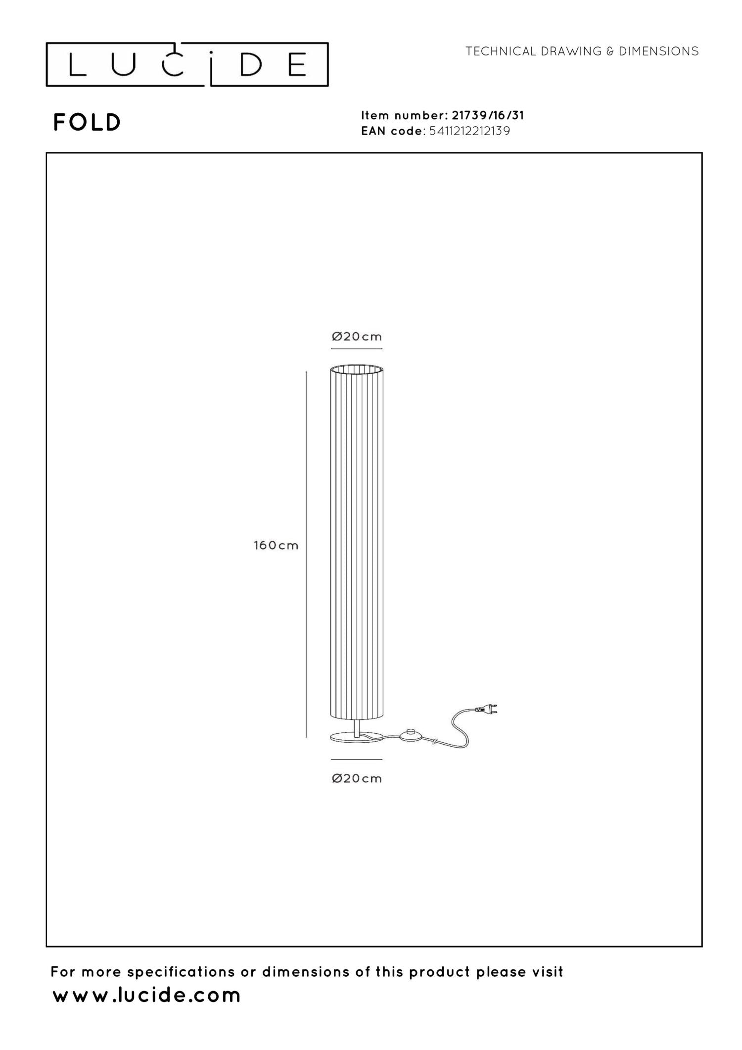 FOLD - Lampadaire - Ø 20 cm - 3xE27 - Blanc
