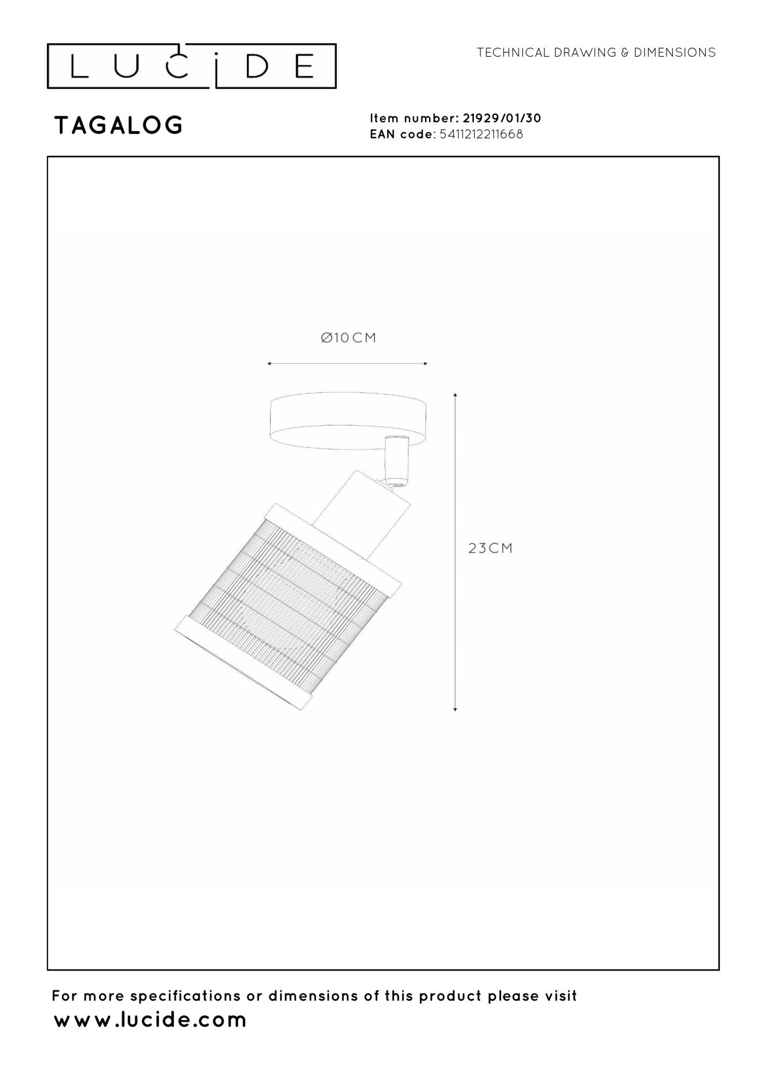 TAGALOG - Spot plafonnier - Ø 10 cm - 1xE27 - Noir