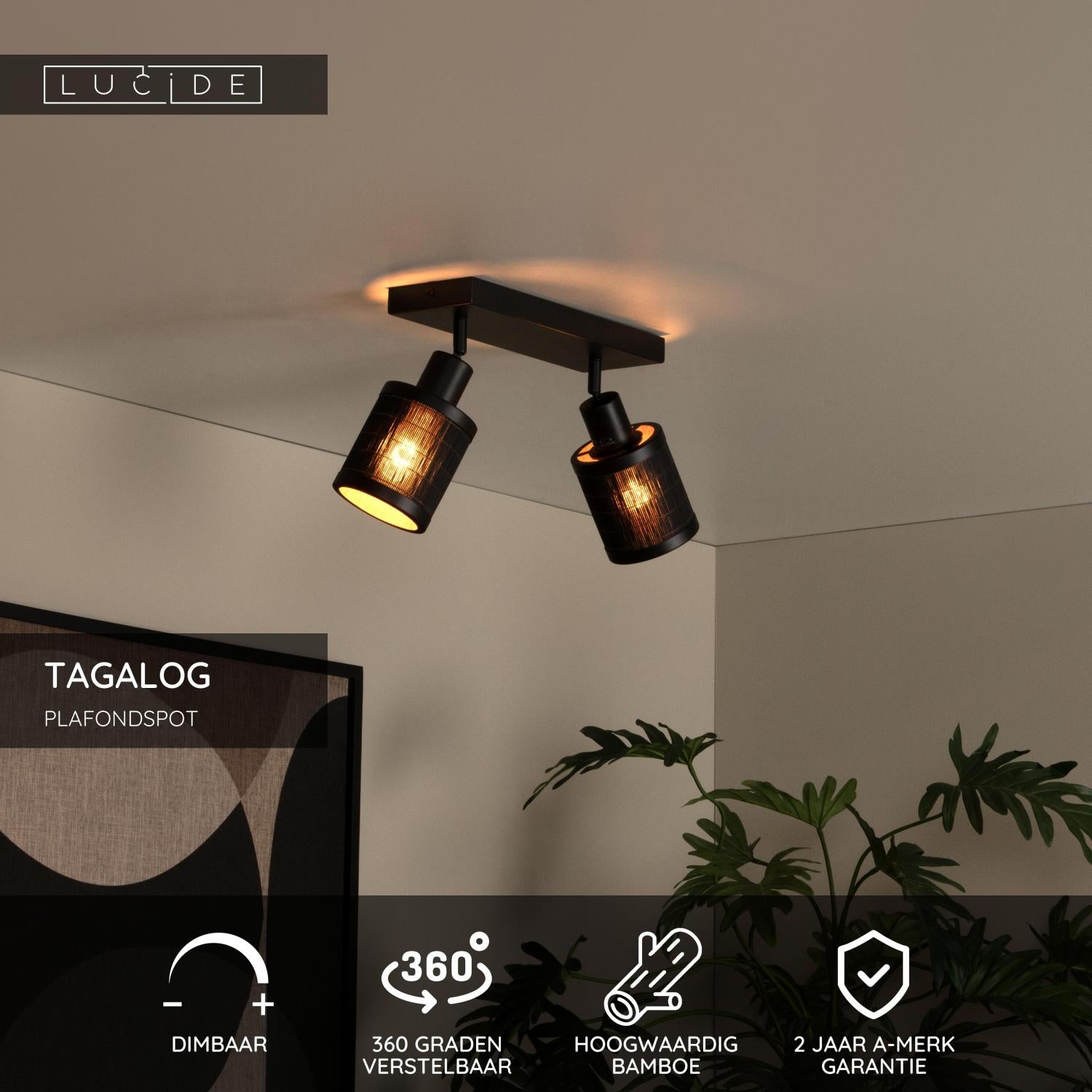 TAGALOG - Plafondspot - 2xE27 - Zwart
