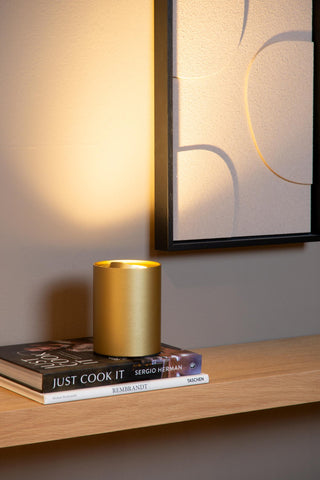 TUBE - Lampe de table - Ø 9,6 cm - LED 3 StepDim - GU10 - 1x5W 2700K - Or mat / Laiton