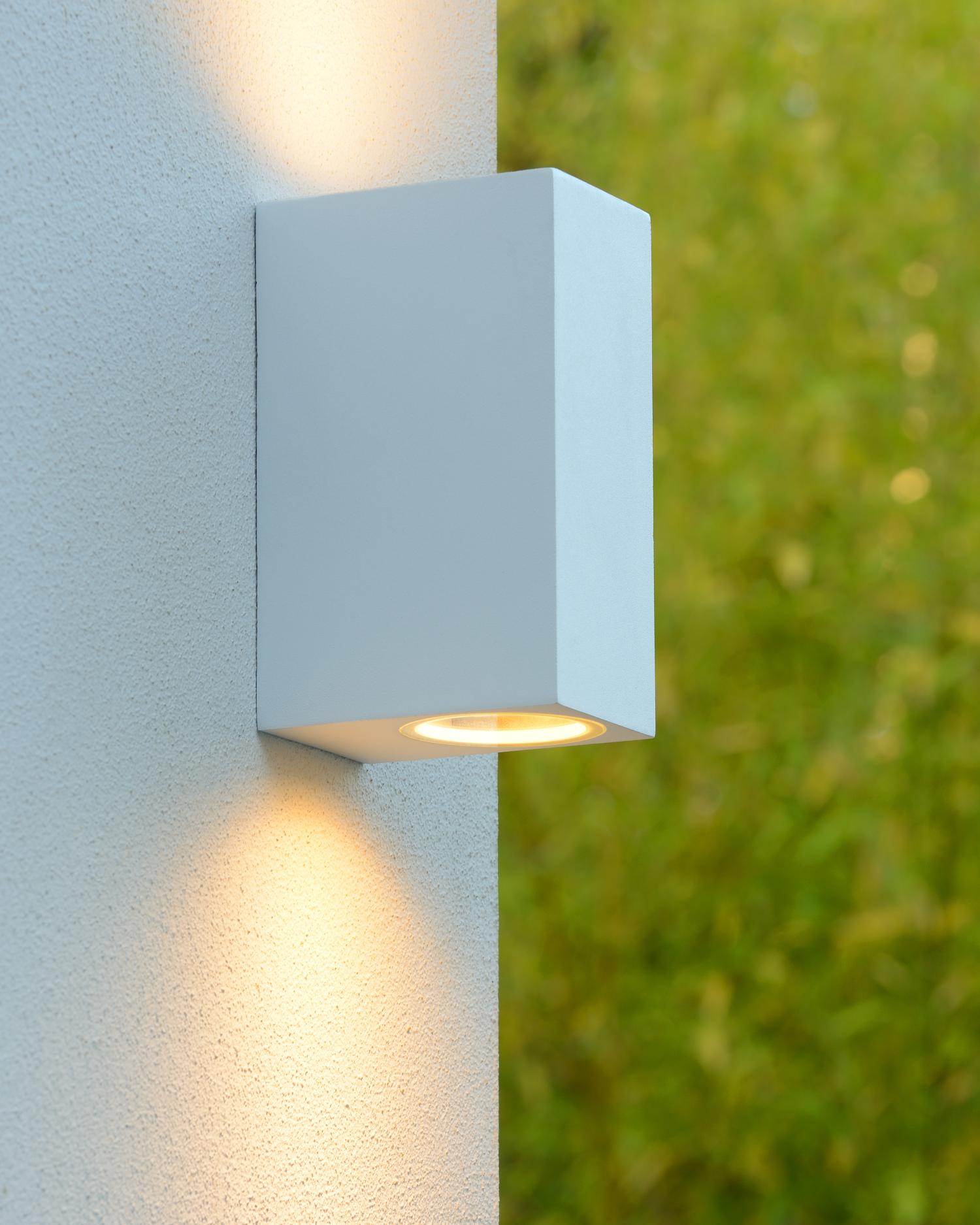 ZORA-LED - Wandspot / Wandlamp Binnen/Buiten - LED Dimb. - GU10 - 2x5W 3000K - IP44 - Wit
