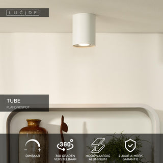 TUBE - Plafondspot - Ø 9,6 cm - 1xGU10 - Wit