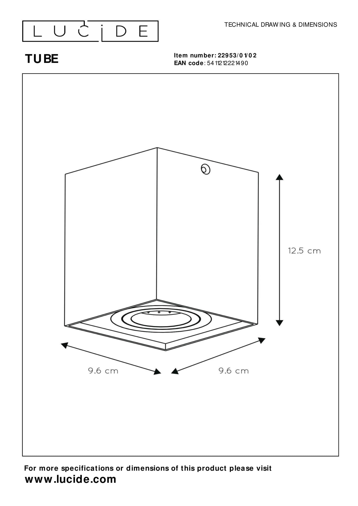 TUBE - Spot plafonnier - 1xGU10 - Or mat / Laiton