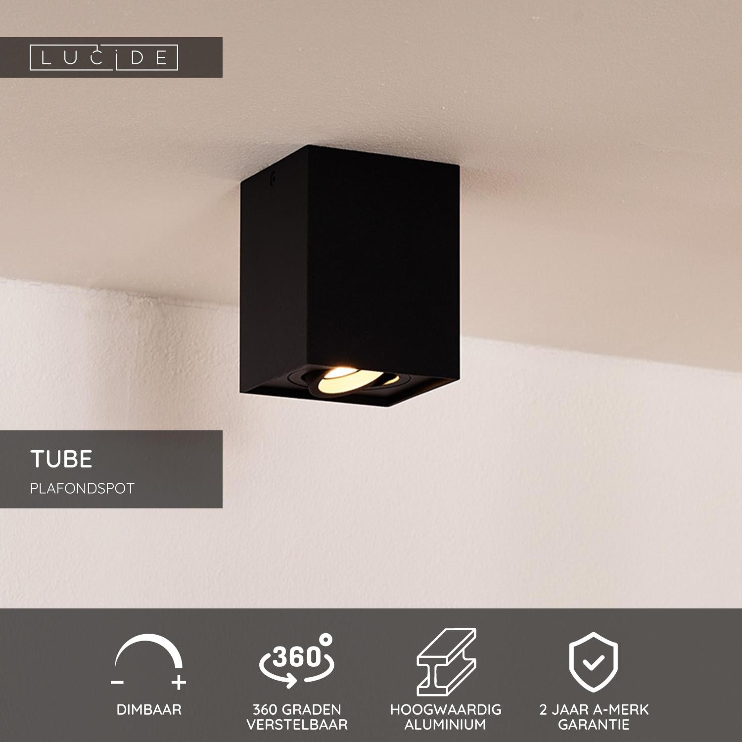 TUBE - Spot plafonnier - 1xGU10 - Noir