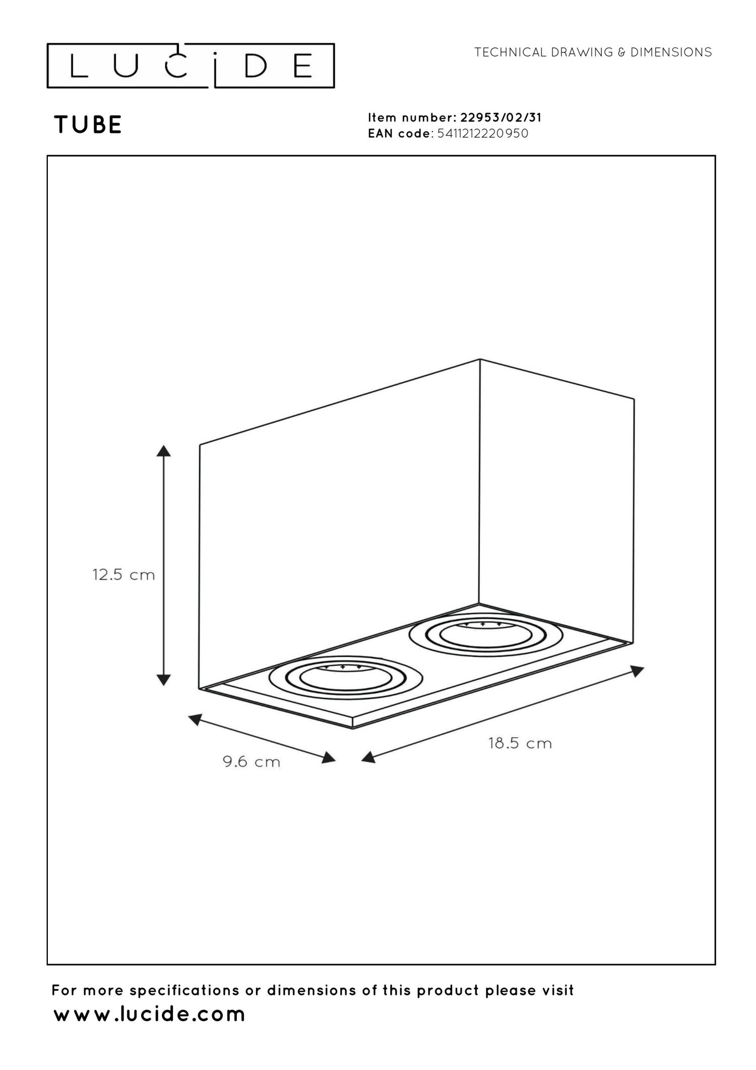 TUBE - Ceiling spot - 2xGU10 - White