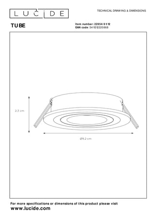 TUBE - Spot encastré - Ø 9,2 cm - 1xGU10 - Chrome mat