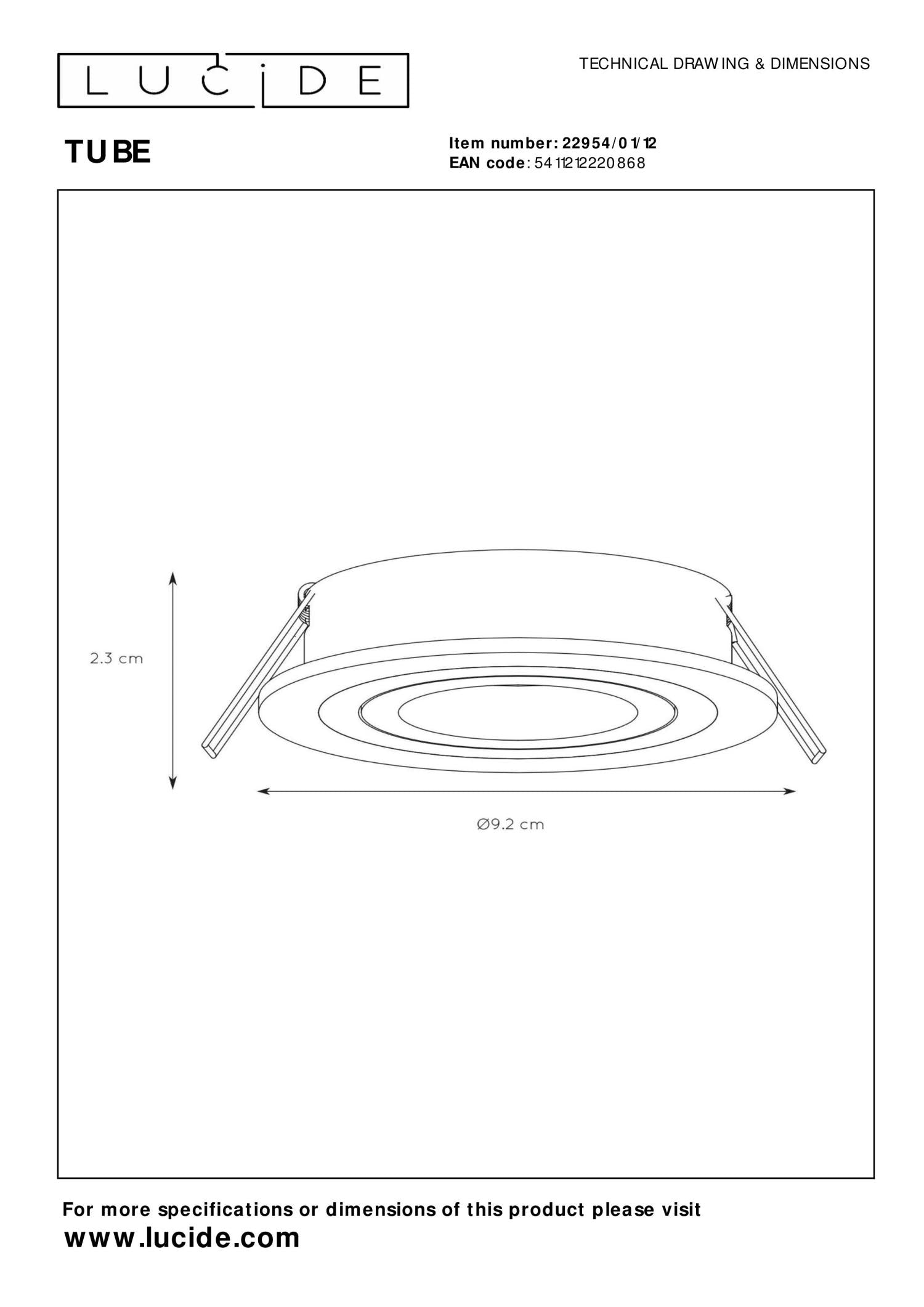 TUBE - Spot encastré - Ø 9,2 cm - 1xGU10 - Chrome mat