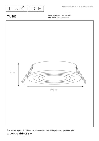 TUBE - Spot encastré - Ø 9,2 cm - 1xGU10 - Noir