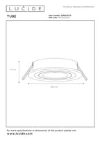 TUBE - Inbouwspot - Ø 9,2 cm - 1xGU10 - Wit