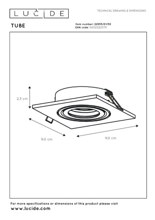 TUBE - Inbouwspot - 1xGU10 - Zwart