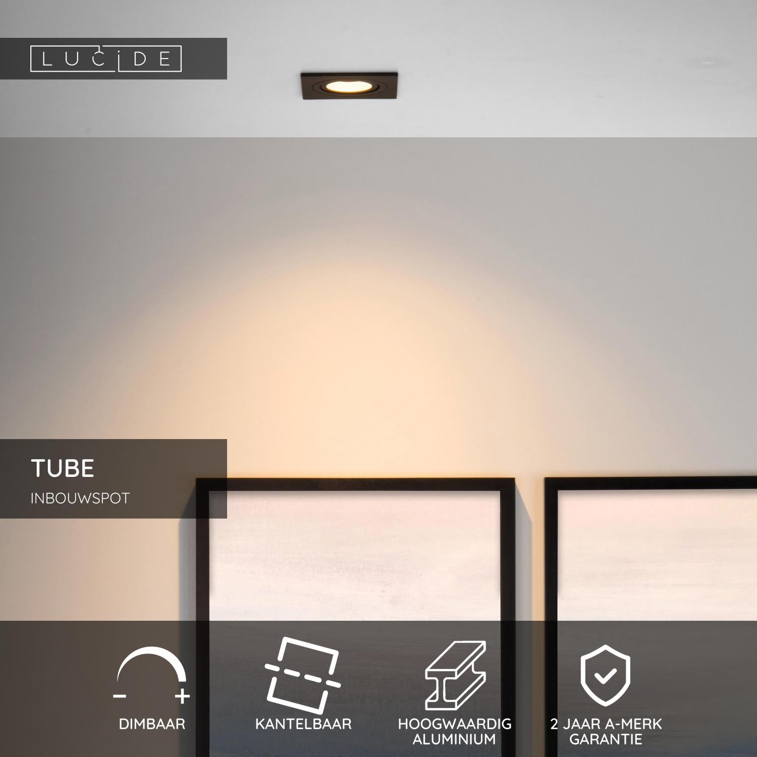 TUBE - Inbouwspot - 1xGU10 - Zwart