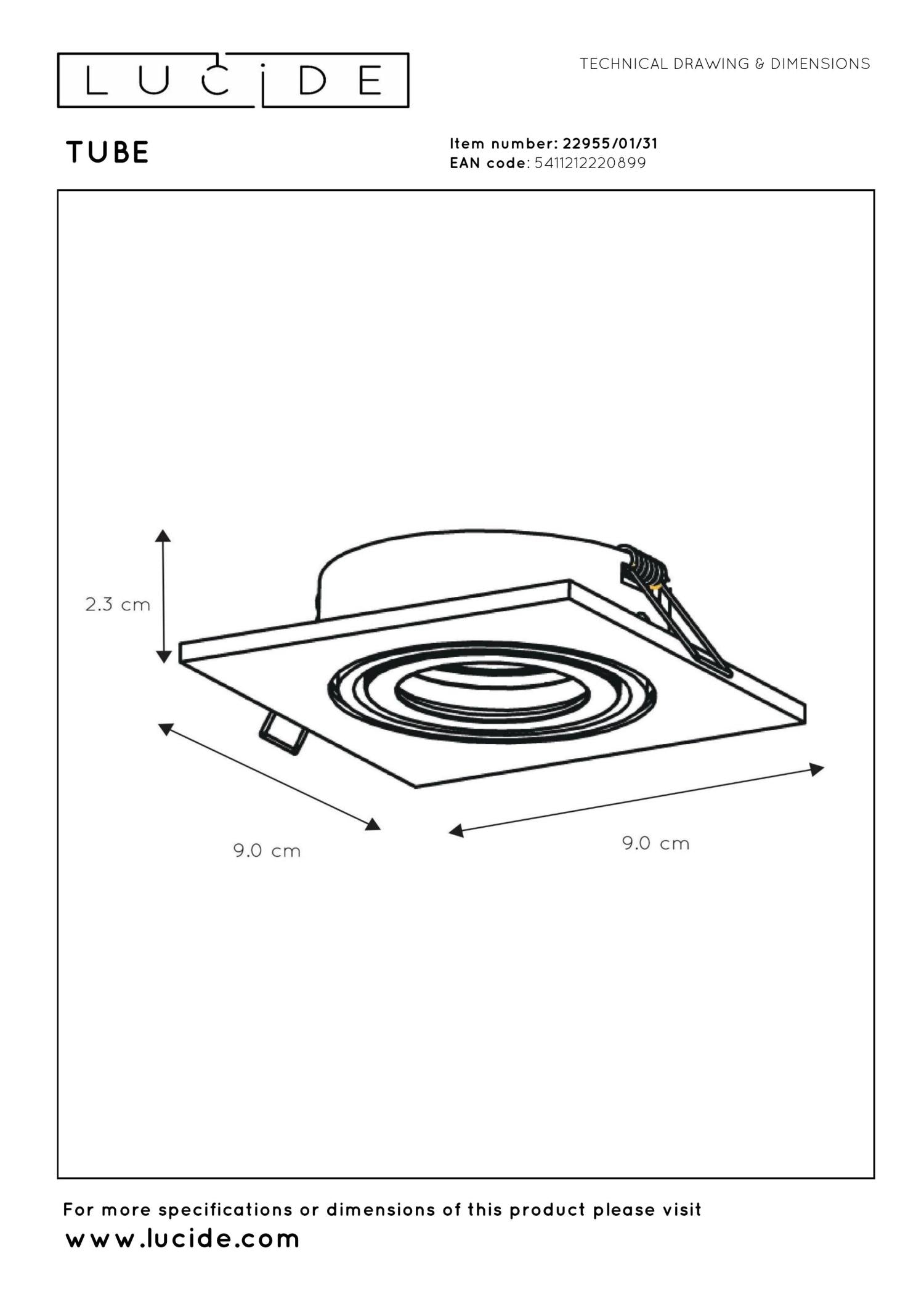 TUBE - Inbouwspot - 1xGU10 - Wit