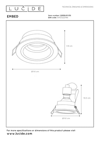 EMBED - Inbouwspot - Ø 9,1 cm - 1xGU10 - Zwart