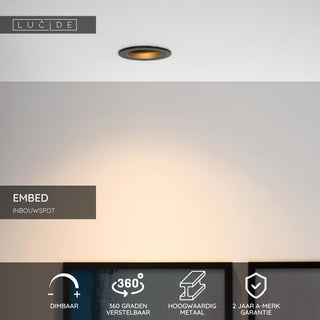 EMBED - Inbouwspot - Ø 9,1 cm - 1xGU10 - Zwart