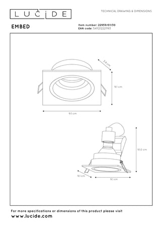 EMBED - Inbouwspot - 1xGU10 - Zwart