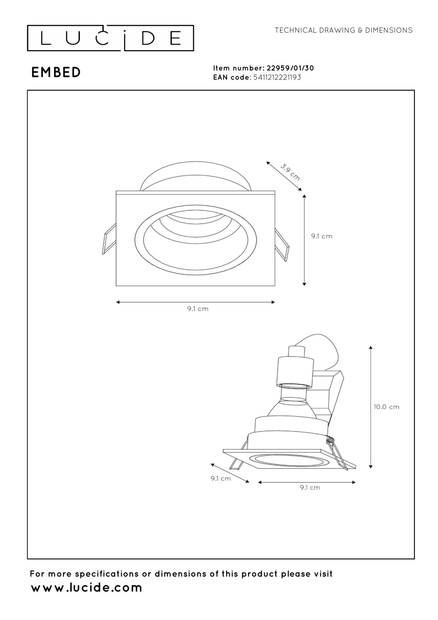 EMBED - Inbouwspot - 1xGU10 - Zwart