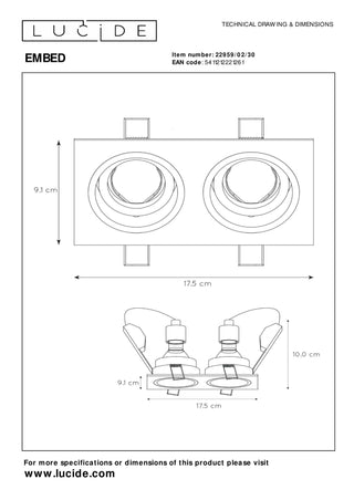 EMBED - Spot encastré - 2xGU10 - Noir