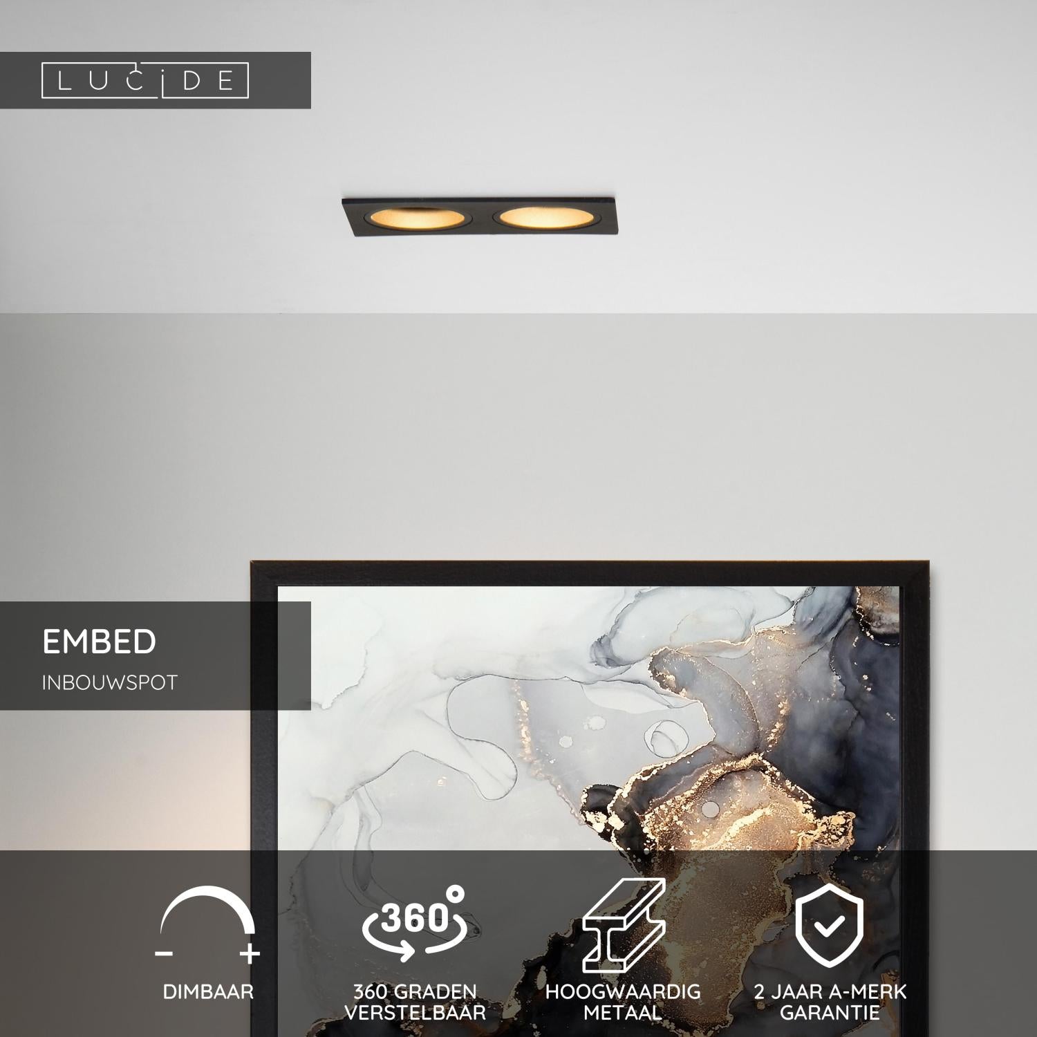 EMBED - Spot encastré - 2xGU10 - Noir