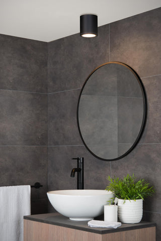 AVEN - Spot plafonnier Salle de bain - Ø 9 cm - 1xGU10 - IP65 - Noir