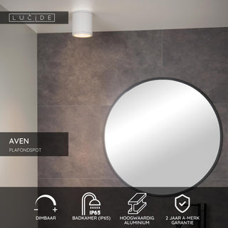AVEN - Plafondspot Badkamer - Ø 9 cm - 1xGU10 - IP65 - Wit