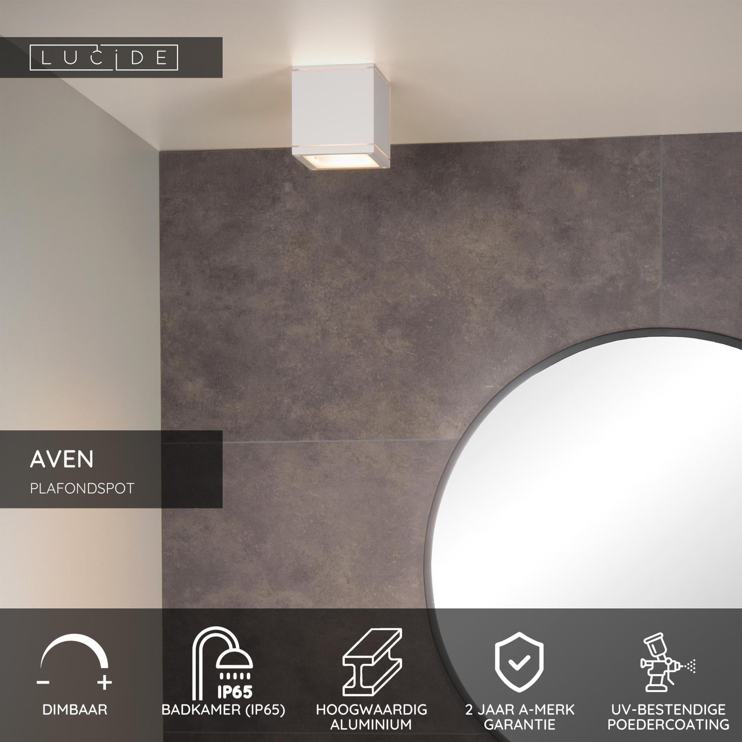 AVEN - Plafondspot Badkamer - 1xGU10 - IP65 - Wit