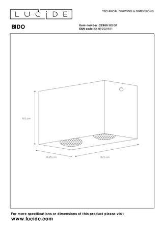 BIDO - Plafondspot - 2xGU10 - Wit
