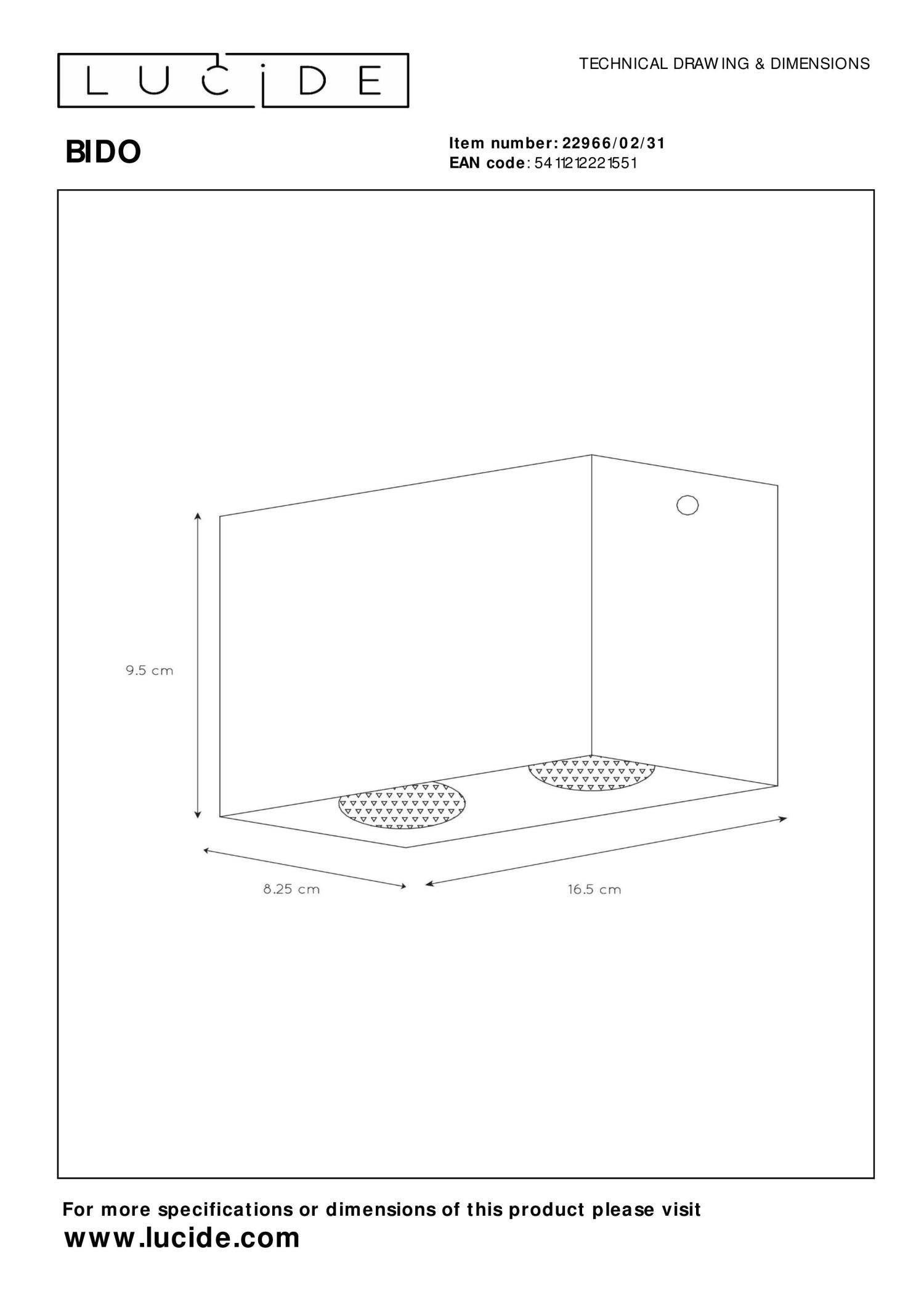 BIDO - Plafondspot - 2xGU10 - Wit