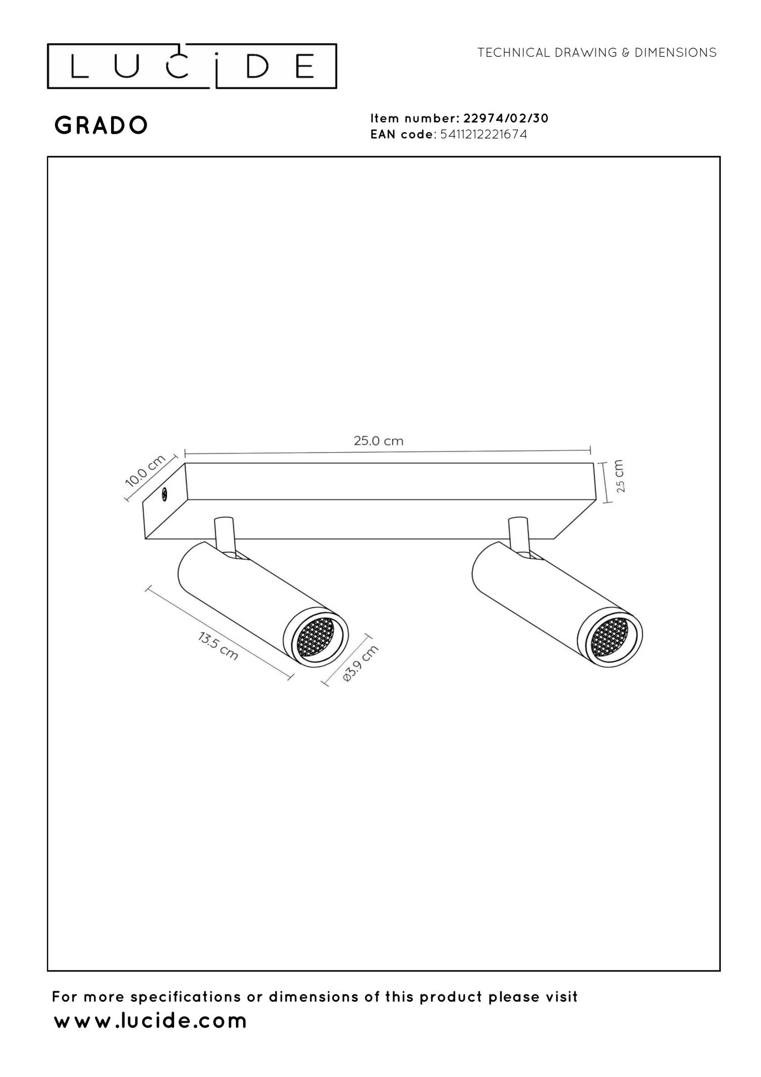 GRADO - Plafondspot - 2xGU10 (MR11) - Zwart