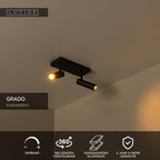 GRADO - Plafondspot - 2xGU10 (MR11) - Zwart
