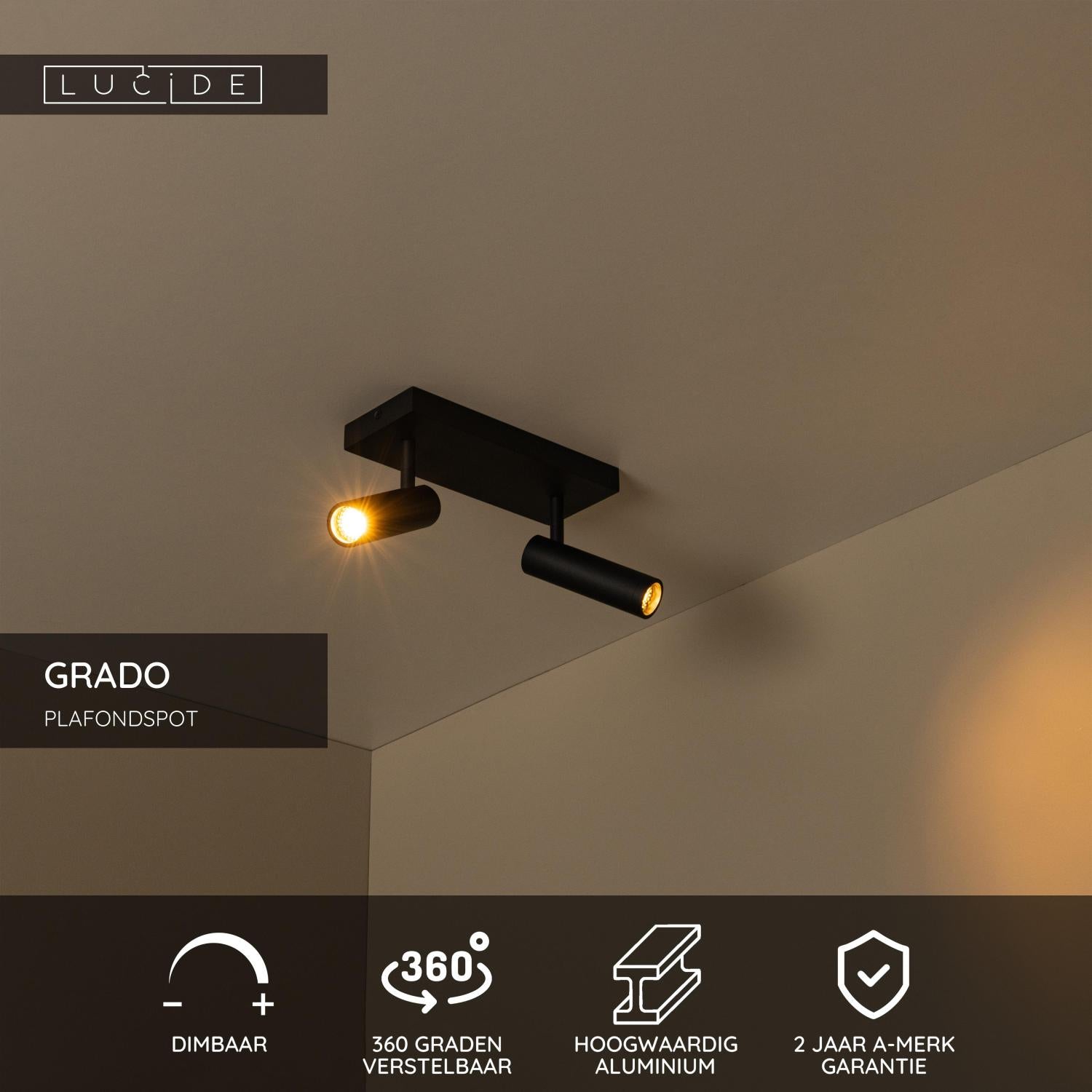 GRADO - Plafondspot - 2xGU10 (MR11) - Zwart