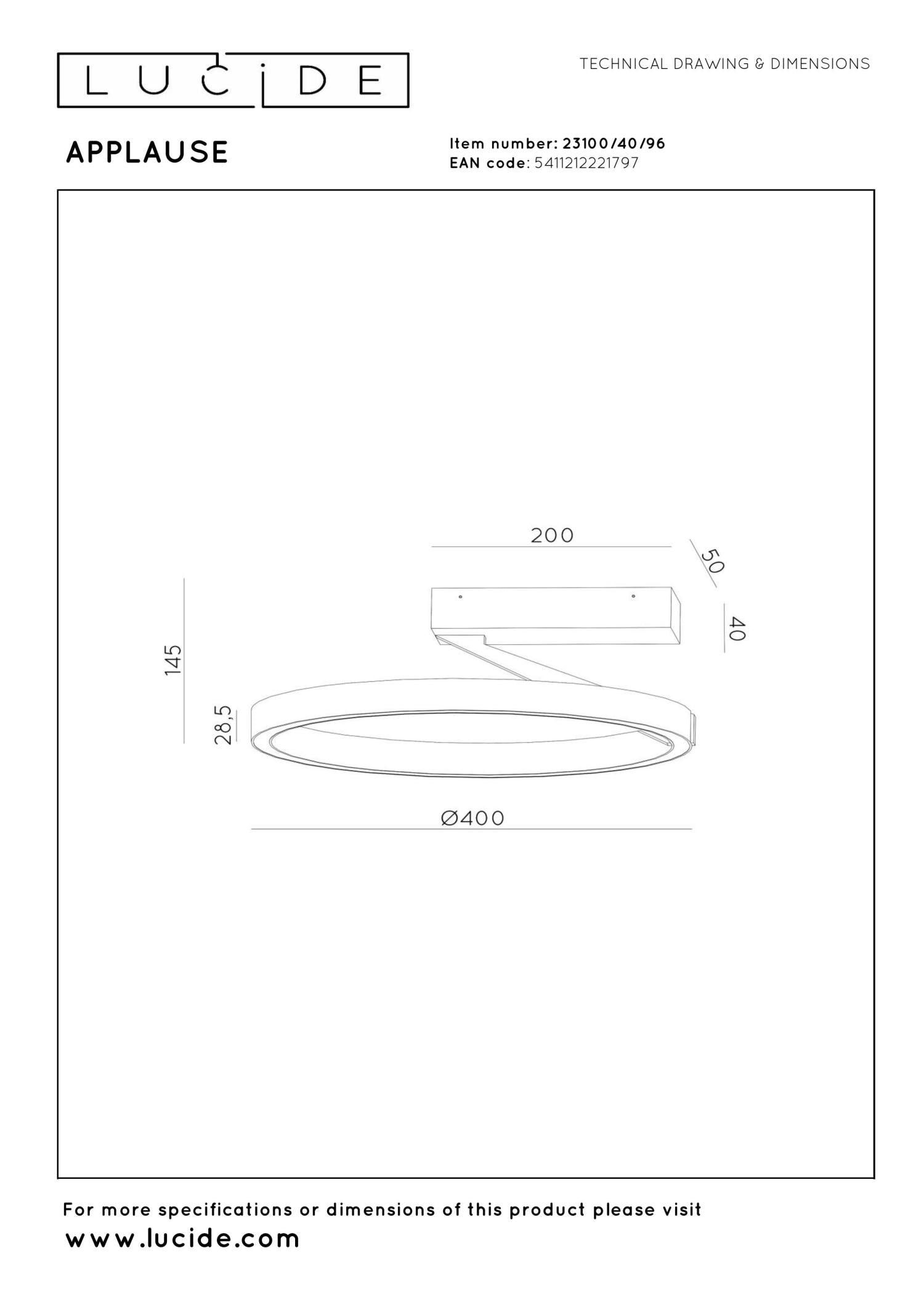 APPLAUSE - Plafonnière - Ø 40 cm - LED Dimb. - CCT - 1x26W 2200K/4000K - Koffie