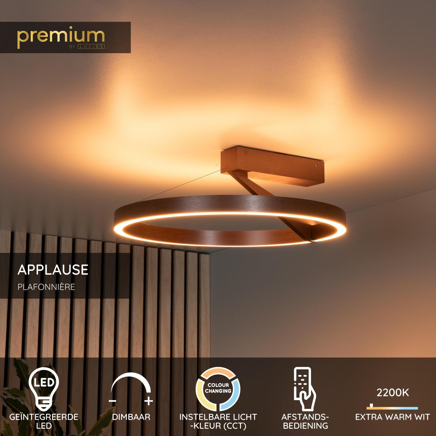 APPLAUSE - Plafonnier - Ø 40 cm - LED Dimmable - CCT - 1x26W 2200K/4000K - Café