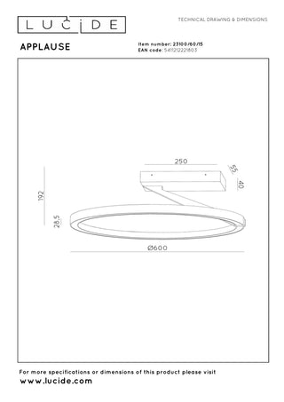 APPLAUSE - Ceiling light - Ø 60 cm - LED Dimmable - CCT - 1x40W 2200K/4000K - Iron grey