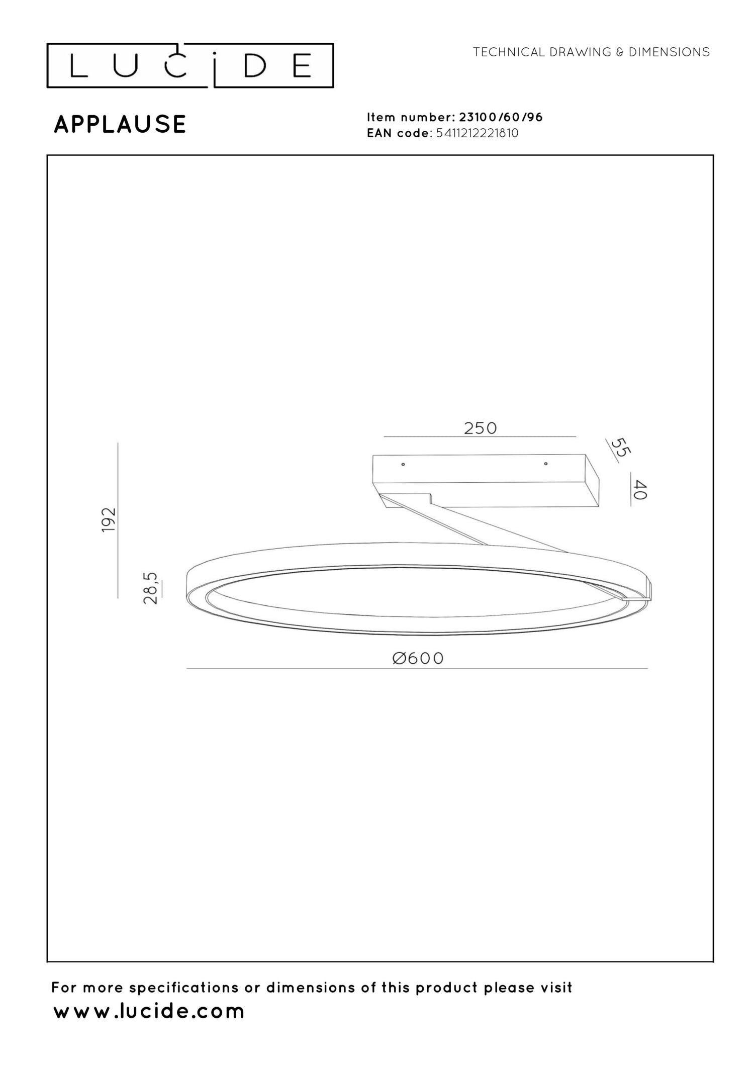 APPLAUSE - Plafonnière - Ø 60 cm - LED Dimb. - CCT - 1x40W 2200K/4000K - Koffie