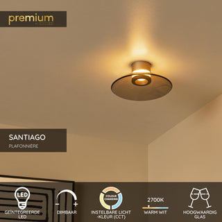 SANTIAGO - Plafonnière - Ø 23 cm - LED Dimb. - CCT - 1x10W 2700K/4000K - Amber