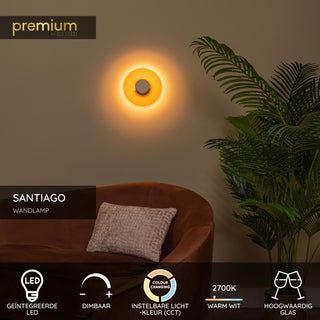 SANTIAGO - Wandlamp - Ø 23 cm - LED Dimb. - CCT - 1x10W 2700K/4000K - Amber
