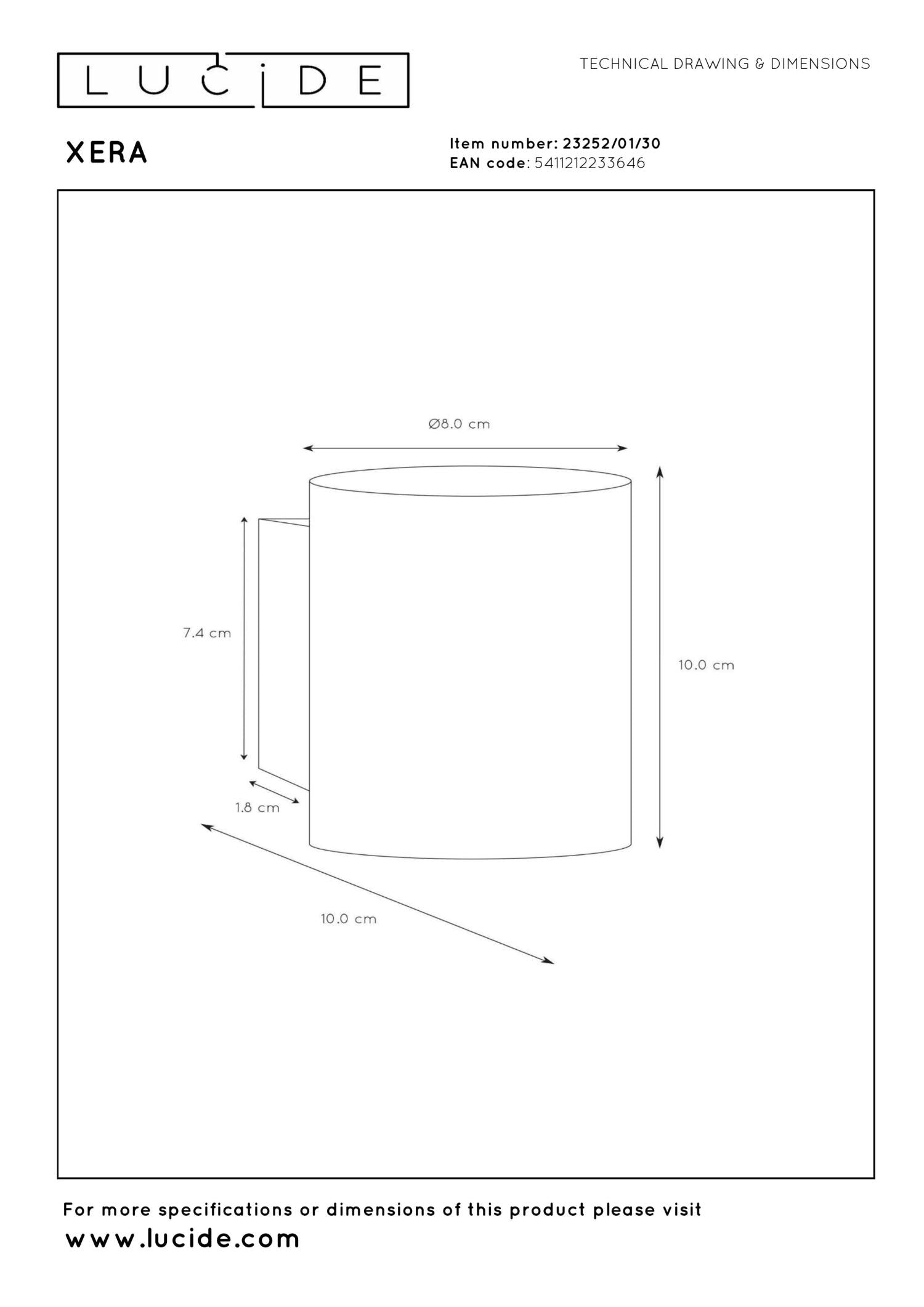 XERA - Wandlamp - Ø 8 cm - 1xG9 - Zwart