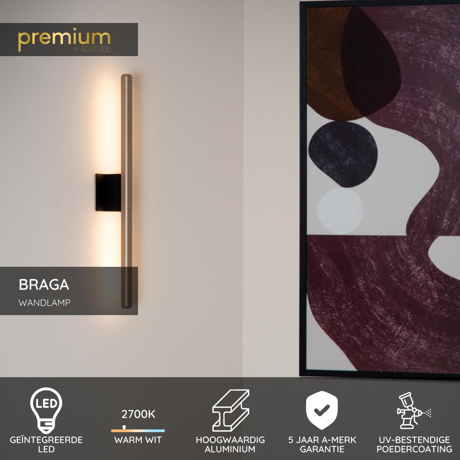 BRAGA - Wandlamp Binnen/Buiten - LED - 1x10W 2700K - IP54 - Koffie