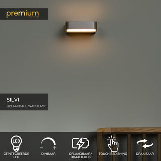 SILVI - Applique murale rechargeable - Batterie - LED Dimmable - 1x3,7W 2700K - Café
