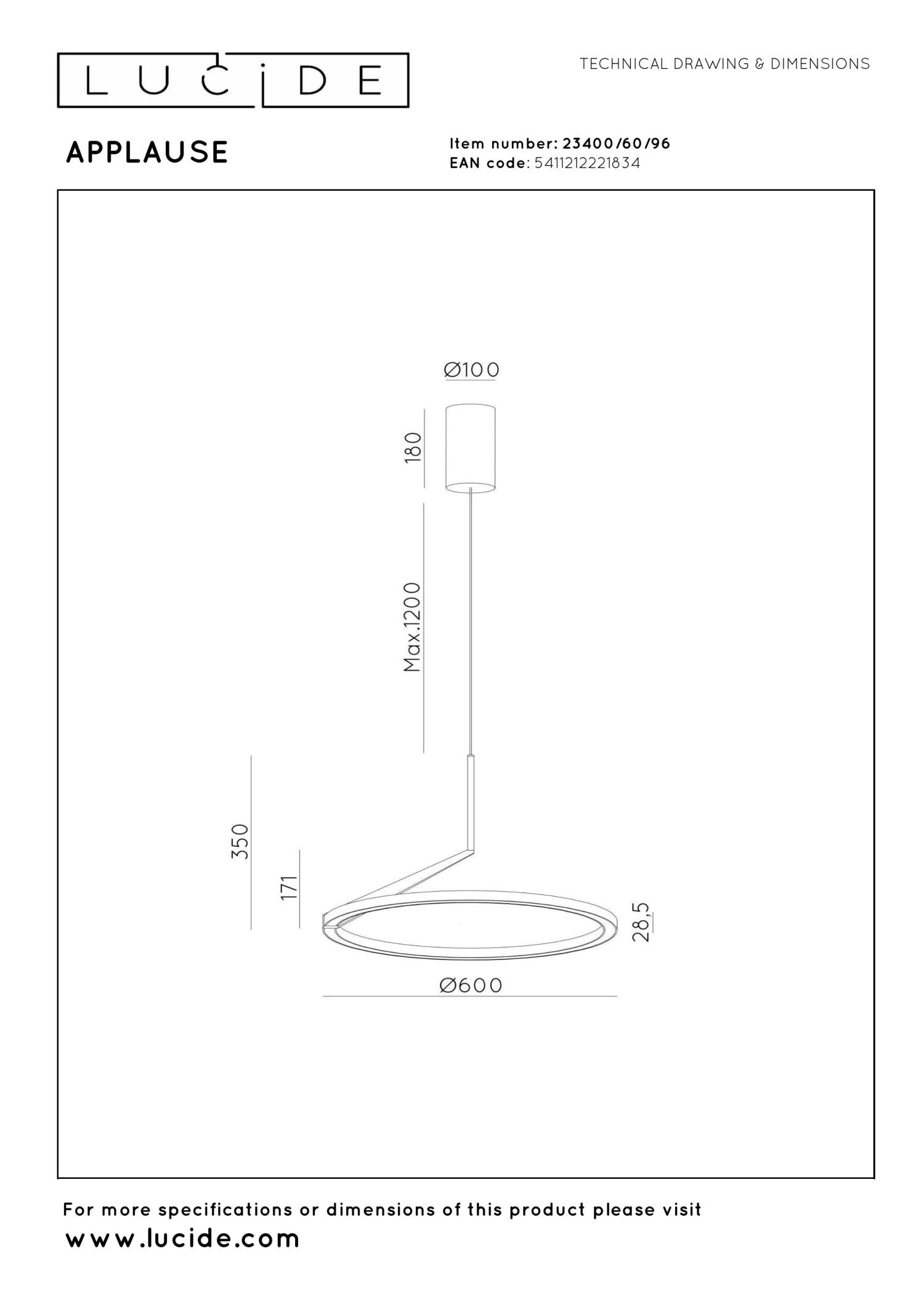 APPLAUSE - Pendant light - Ø 60 cm - LED Dimmable - CCT - 1x32W 2700K/4000K - Hand motion sensor - Coffee