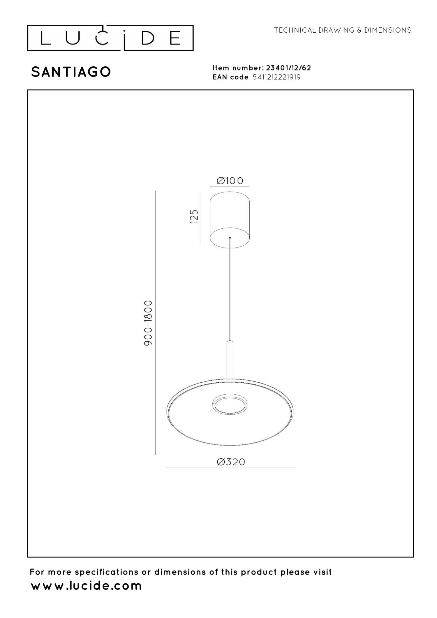 SANTIAGO - Hanglamp - Ø 32 cm - LED Dimb. - CCT - 1x16W 2700K/4000K - Amber