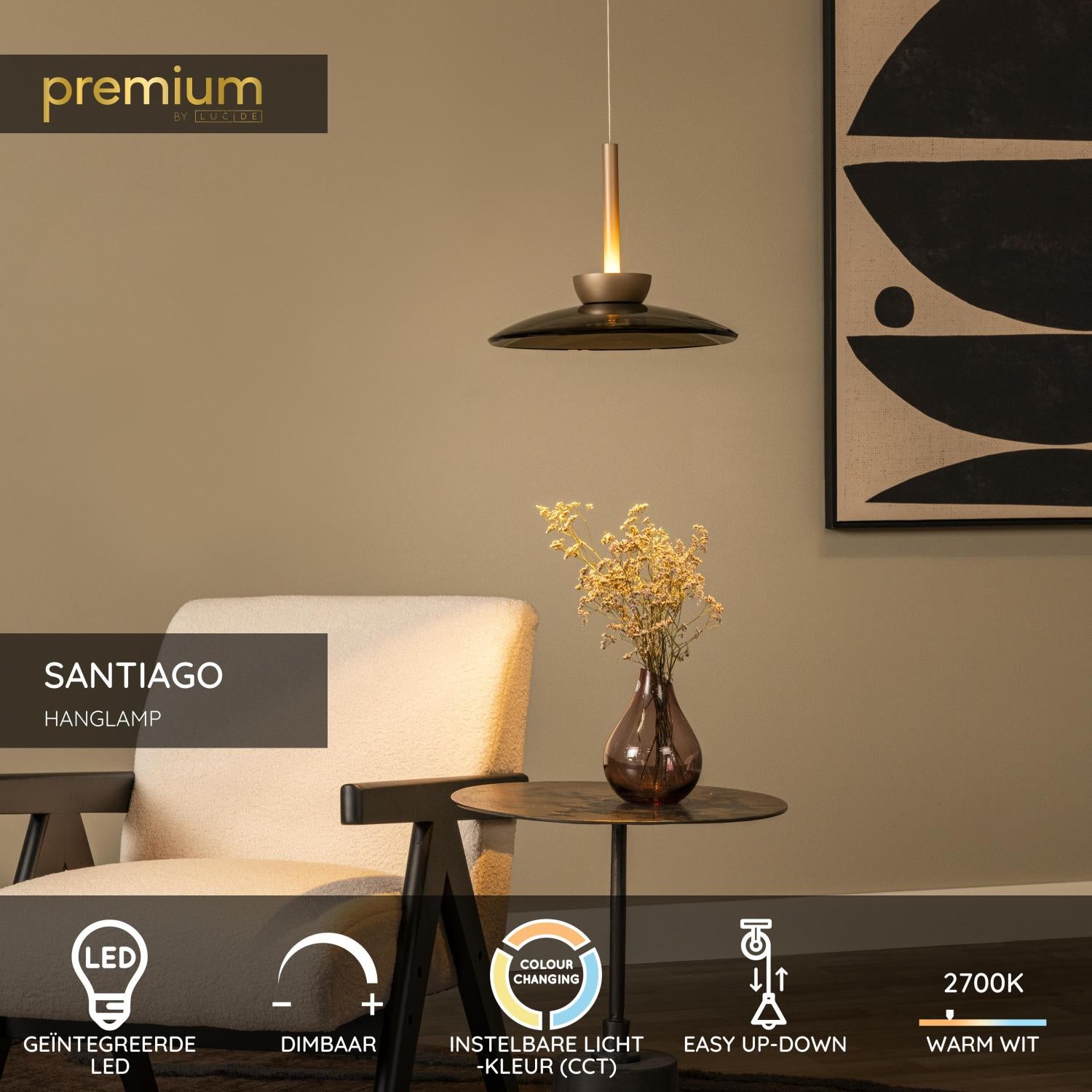 SANTIAGO - Suspension - Ø 32 cm - LED Dimmable - CCT - 1x16W 2700K/4000K - Ambre