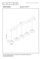 SANTIAGO - Hanglamp - LED Dimb. - CCT - 5x10W 2700K/4000K - Amber