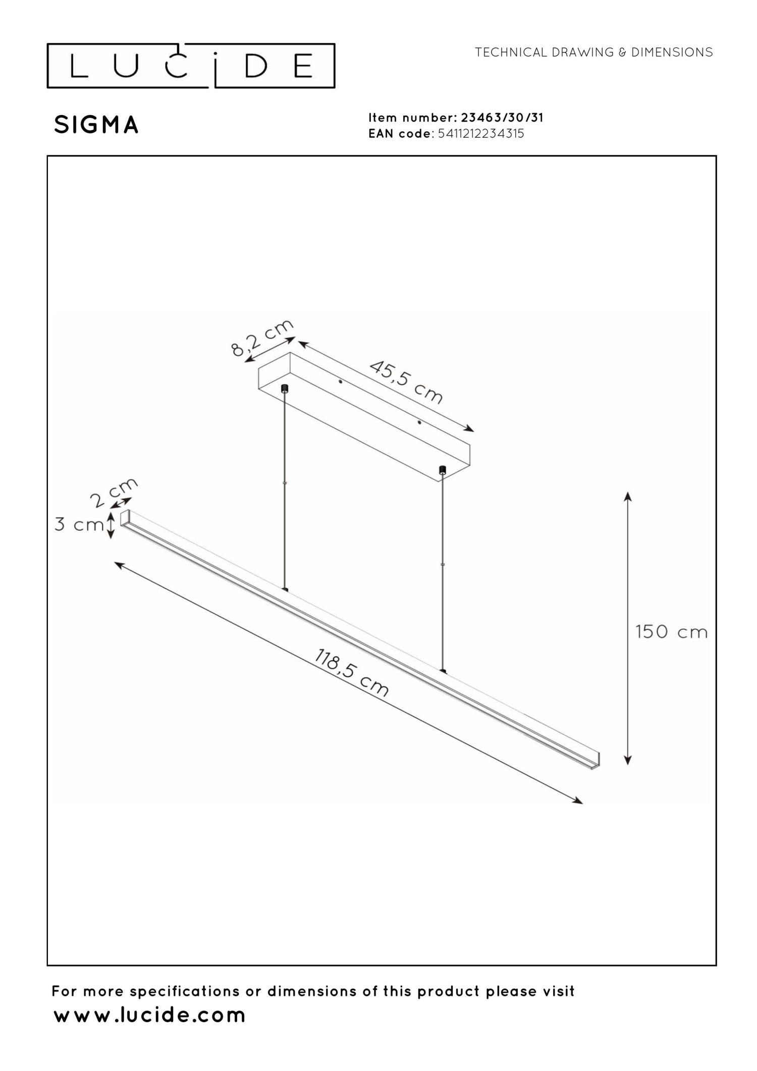 SIGMA - Suspension - LED Var. - 1x30W 2700K - Blanc