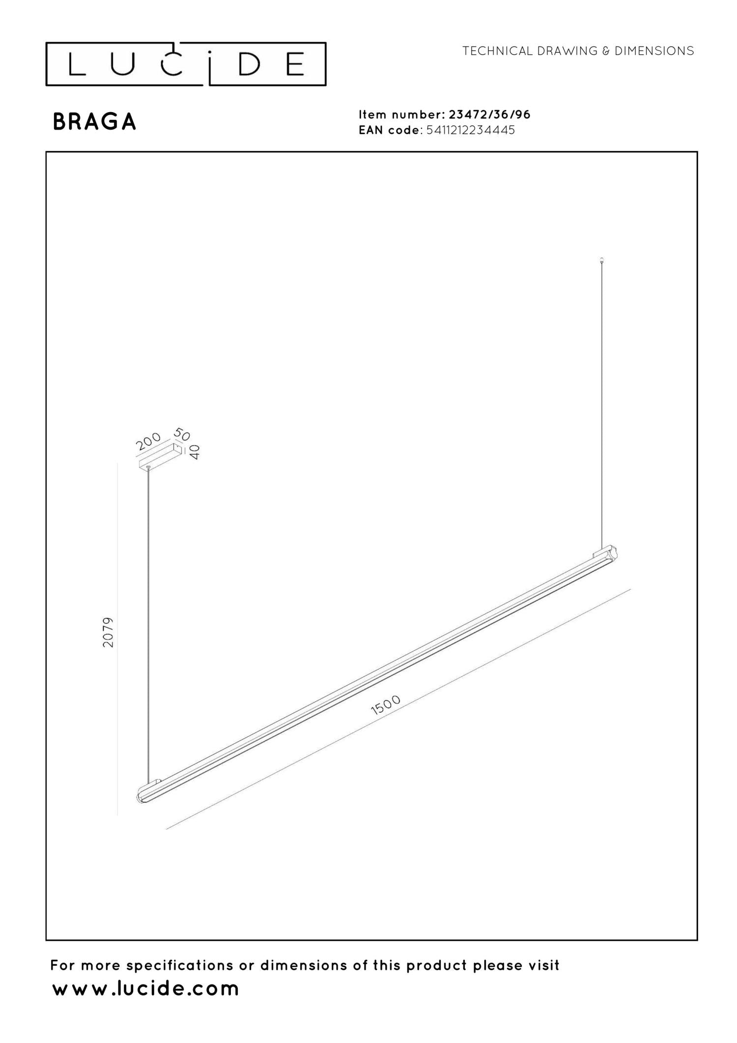 BRAGA - Hanglamp - LED Dimb. - CCT - 1x36W 2700K/4000K - Handbewegingssensor - Koffie