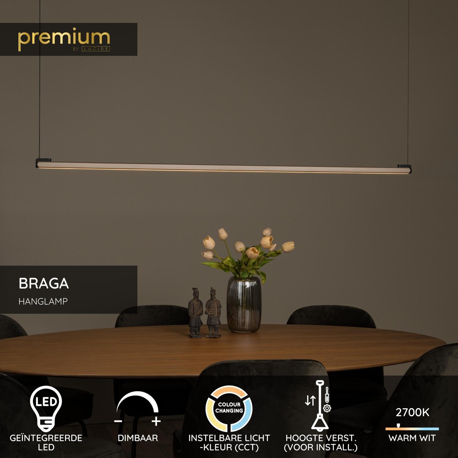 BRAGA - Suspension - LED Dimmable - CCT - 1x36W 2700K/4000K - Capteur gestuel - Café