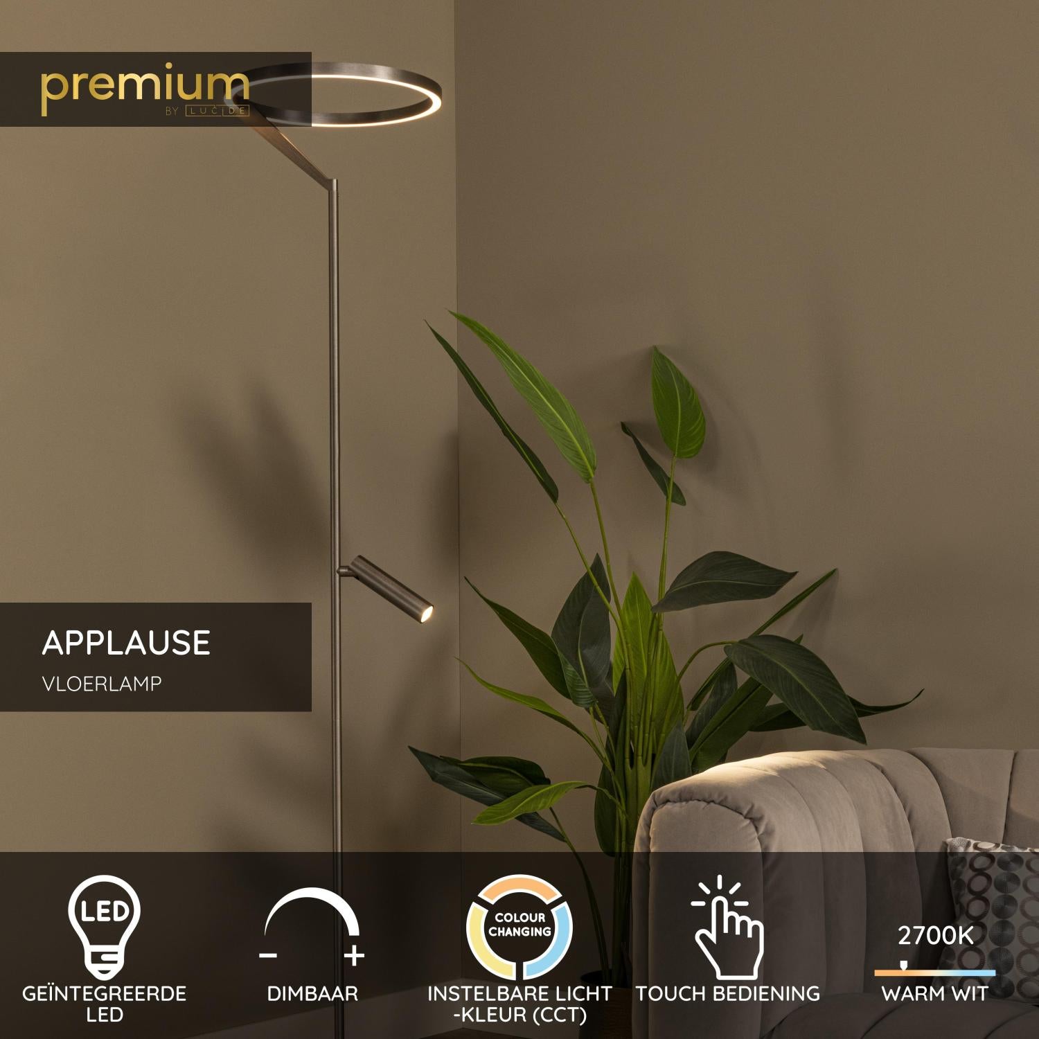 APPLAUSE - Lampadaire - Ø 33 cm - LED Dimmable - CCT - 2700K/4000K - Gris fer